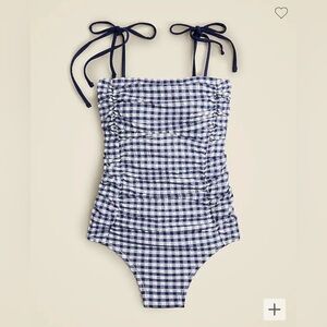 J. Crew Ruched one-piece swimsuit in gingham with removable straps